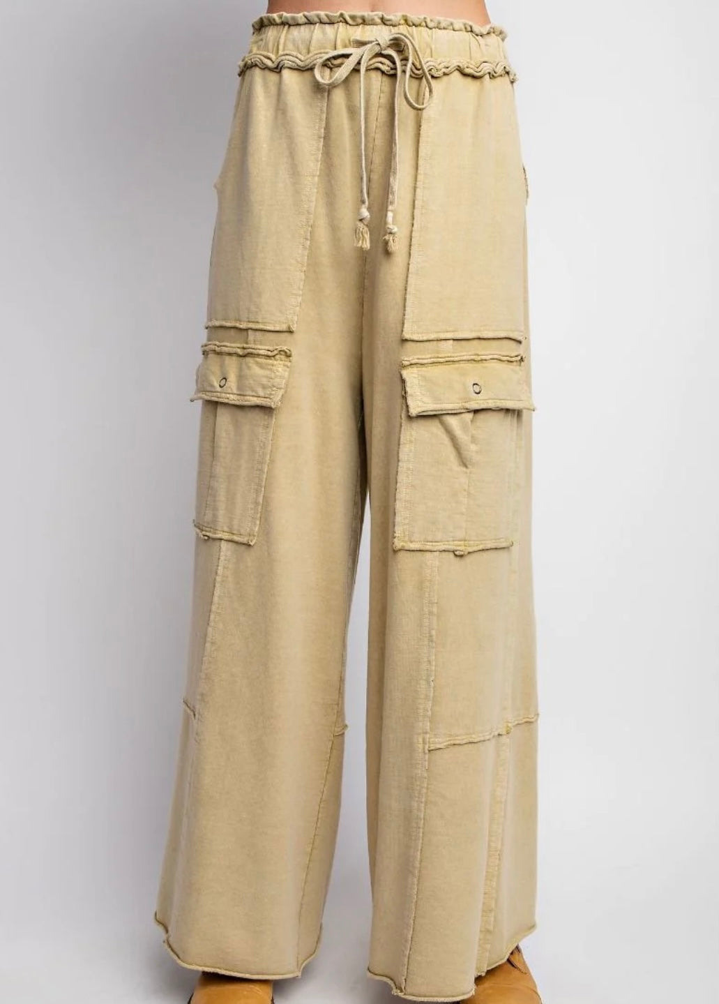 Easel Faded Wide Leg Pants cargo style