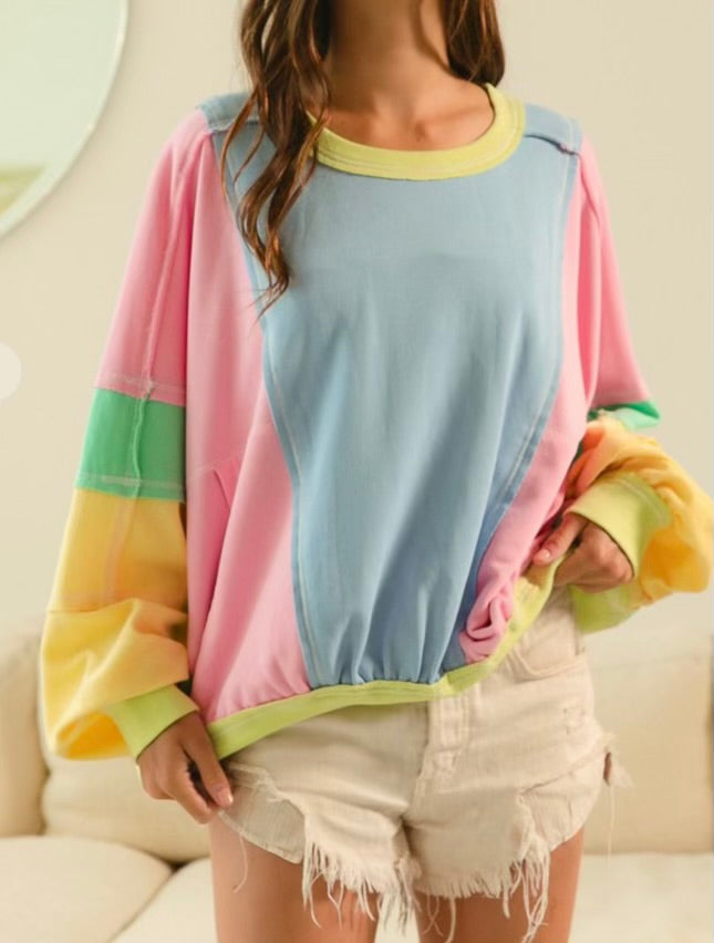 Bibi color block pullover top