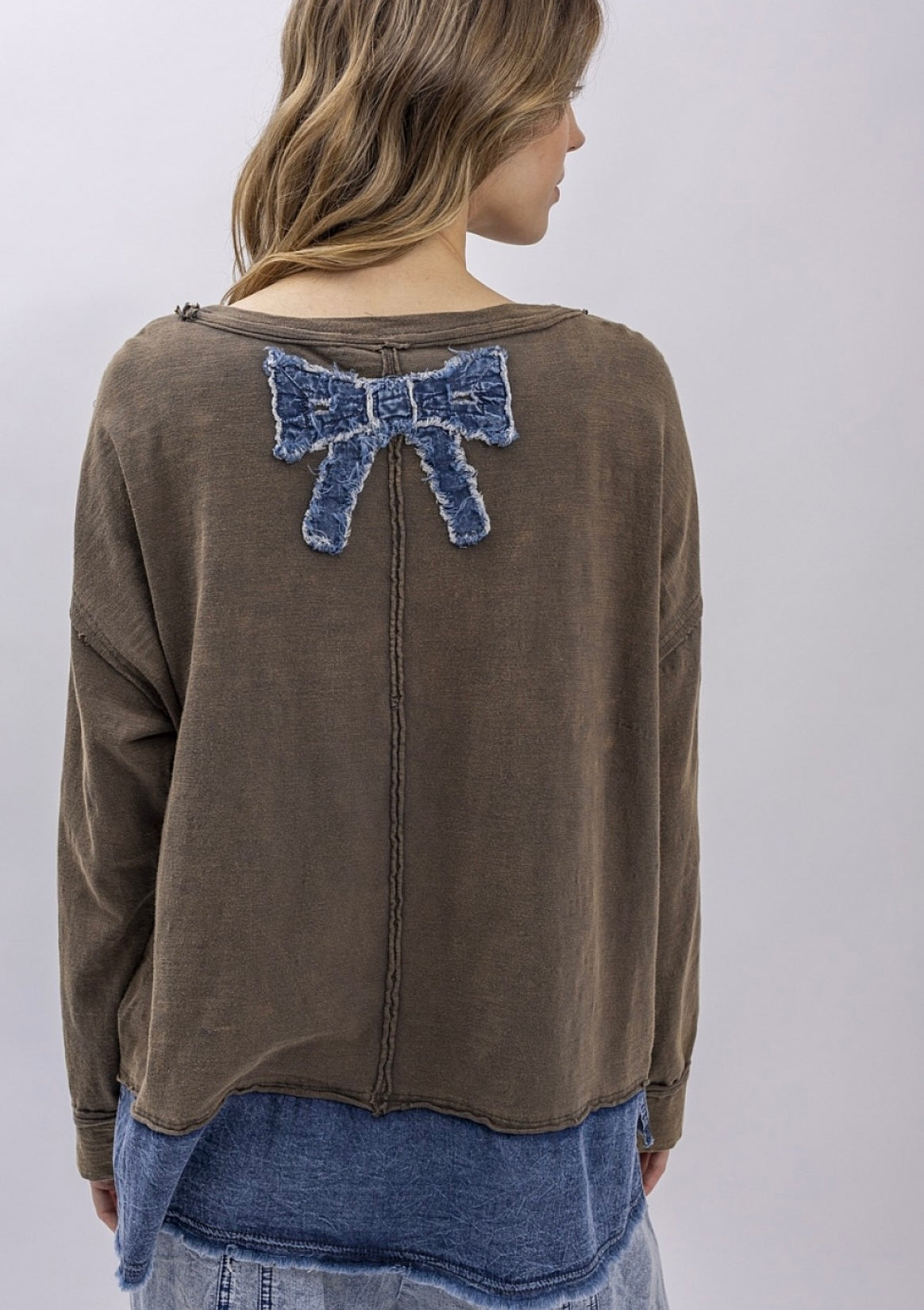 Blue velvet denim sweatshirt