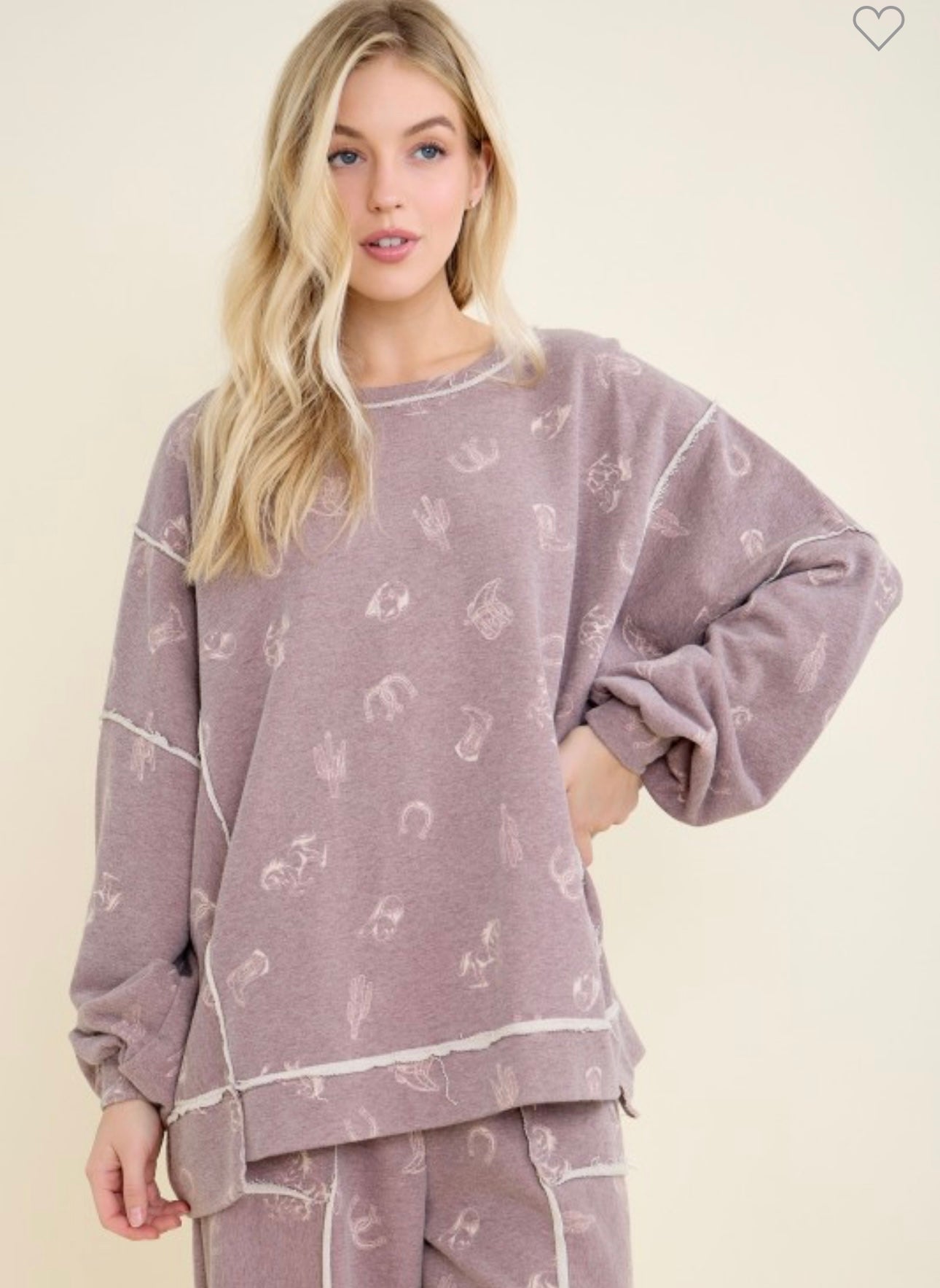 J Her Western twill knit sweatshirt pant set