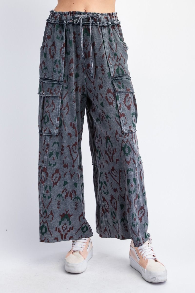 Easel Faded Wide Leg Pants cargo style