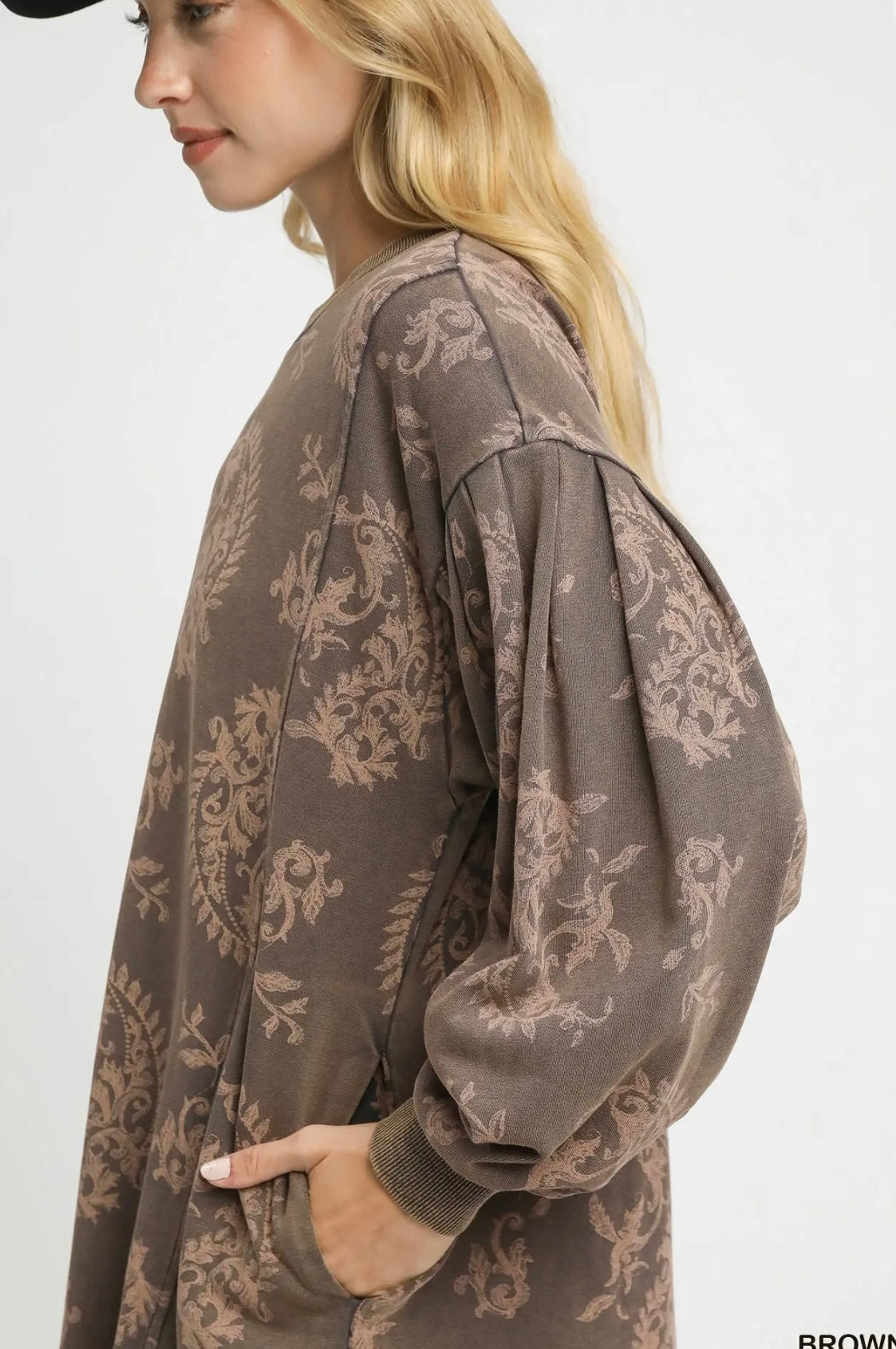 Umgee printed knit sweatshirt dress