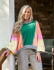 Bibi color block pullover top