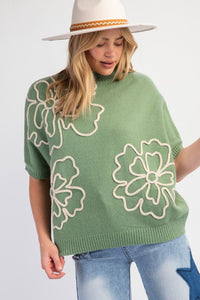 Easel stitched sweater tops