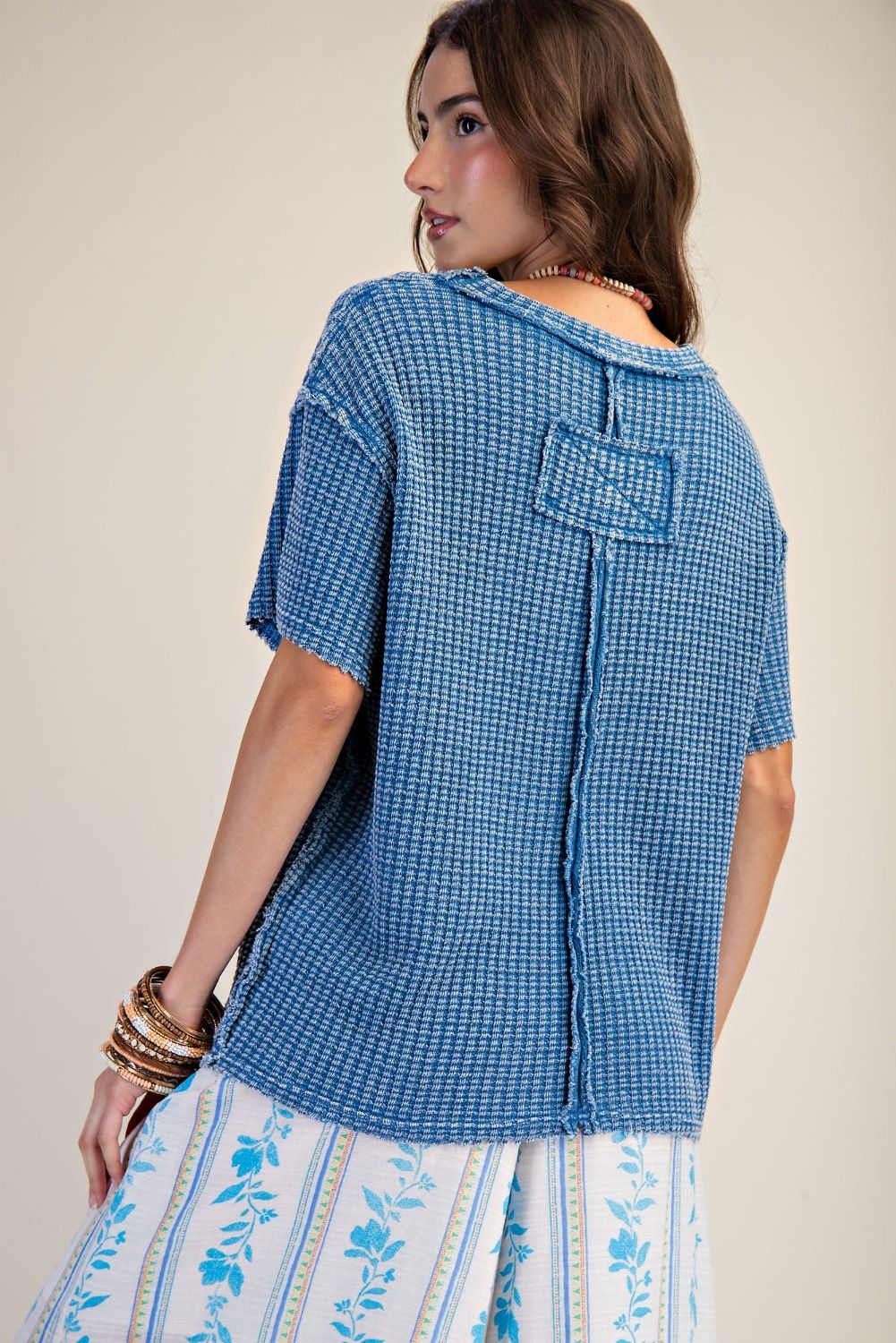 Easel basic waffle knit tops