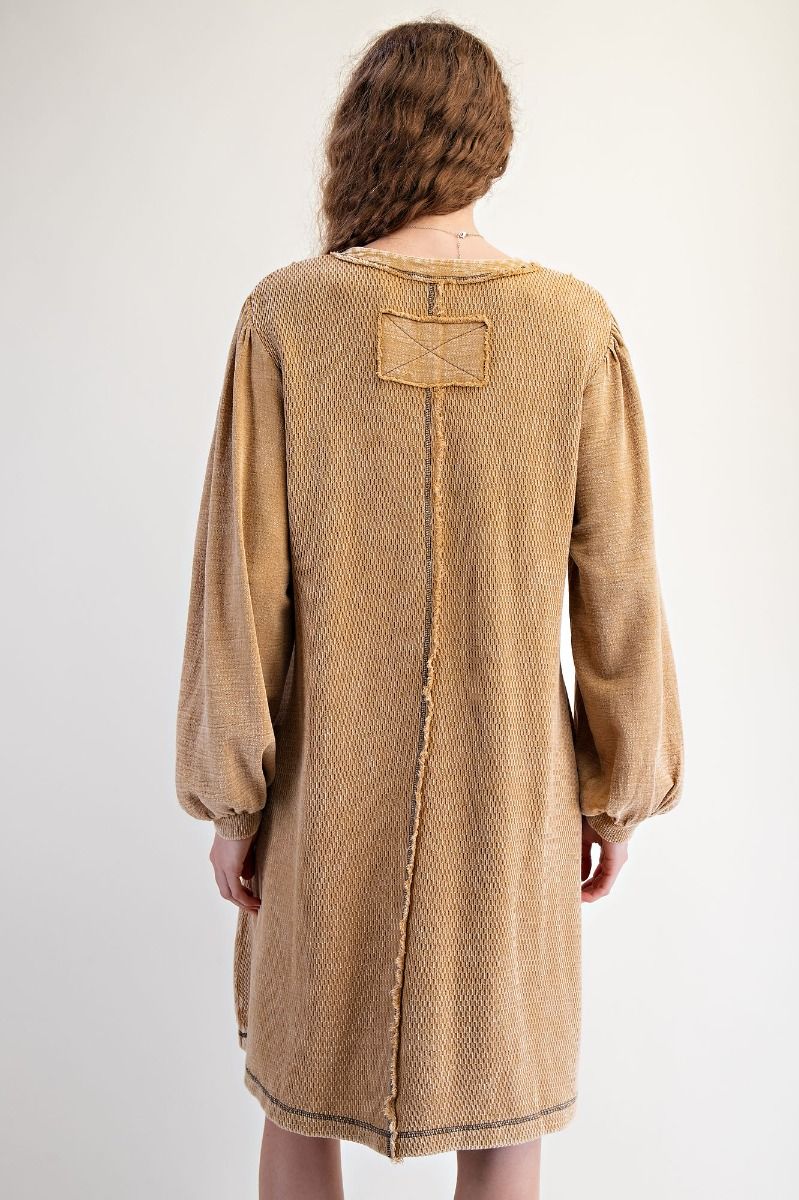 Easel THERMAL MINERAL WASHED HENLEY DRESS