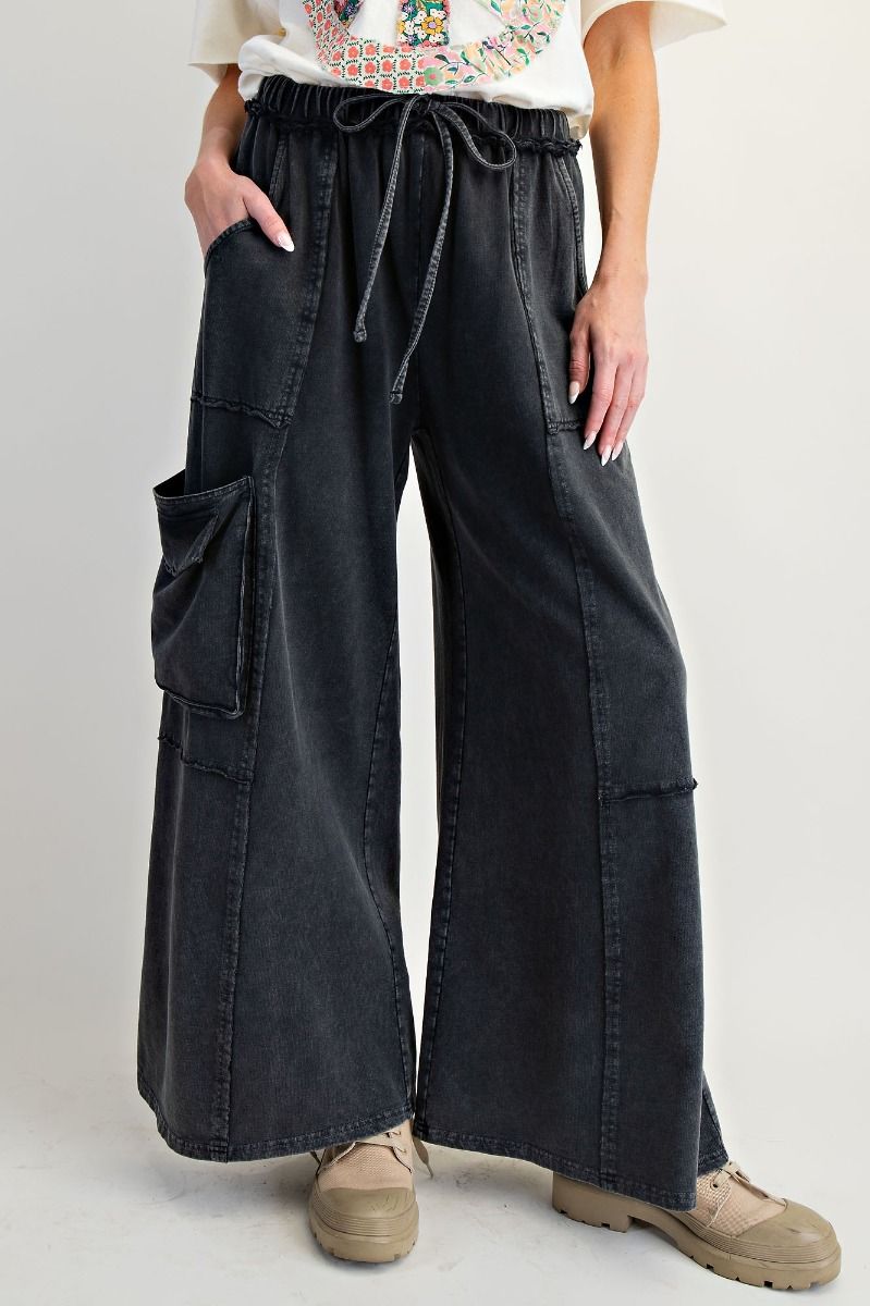 Easel MINERAL WASHED TERRY KNIT PANTS