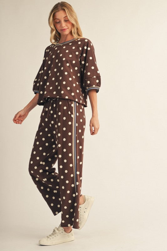 Jodifl brown polka dot pant set