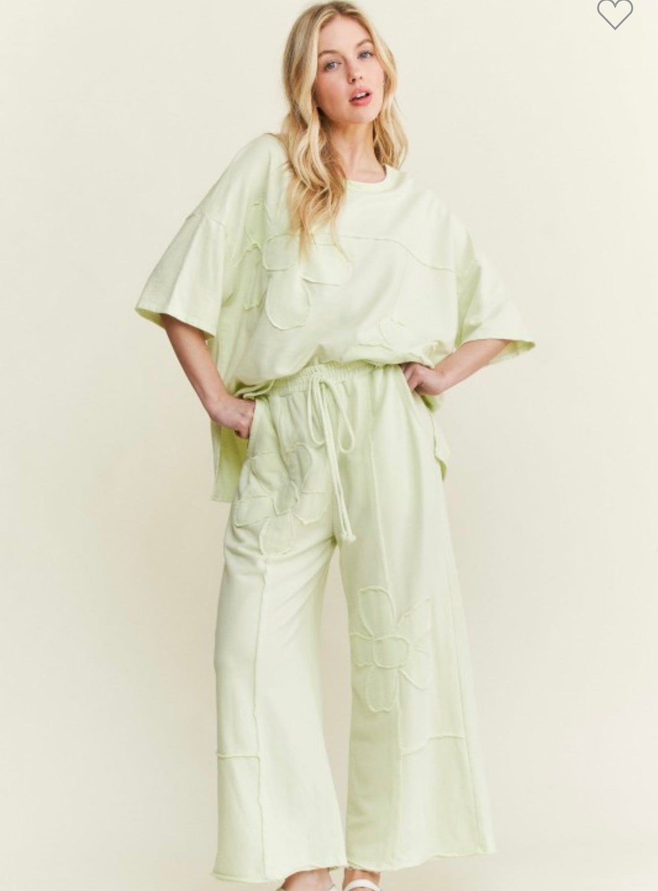 J Her lime terry knit patch set