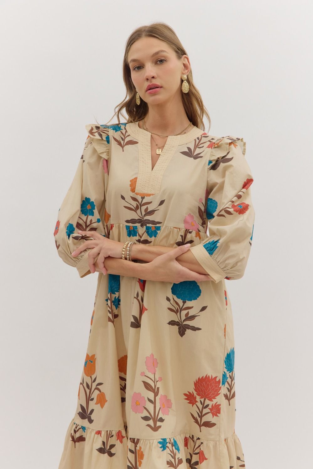 Entro floral print midi dress