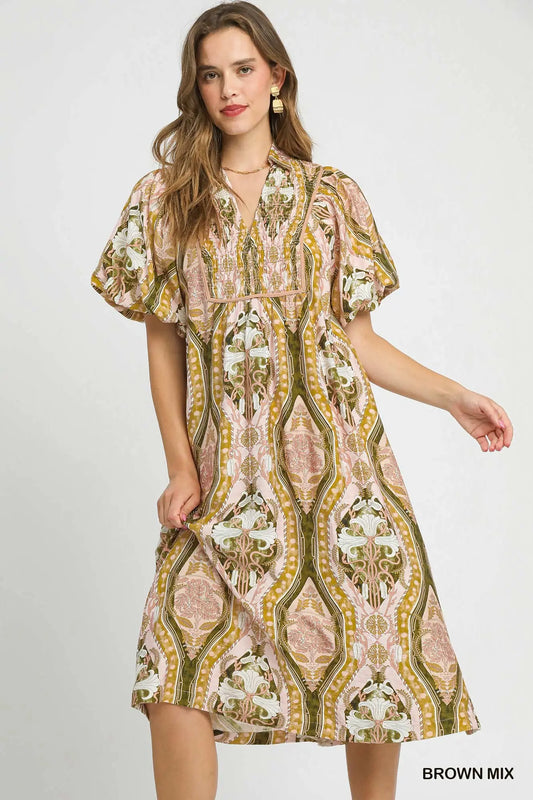 Umgee abstract midi dress mix