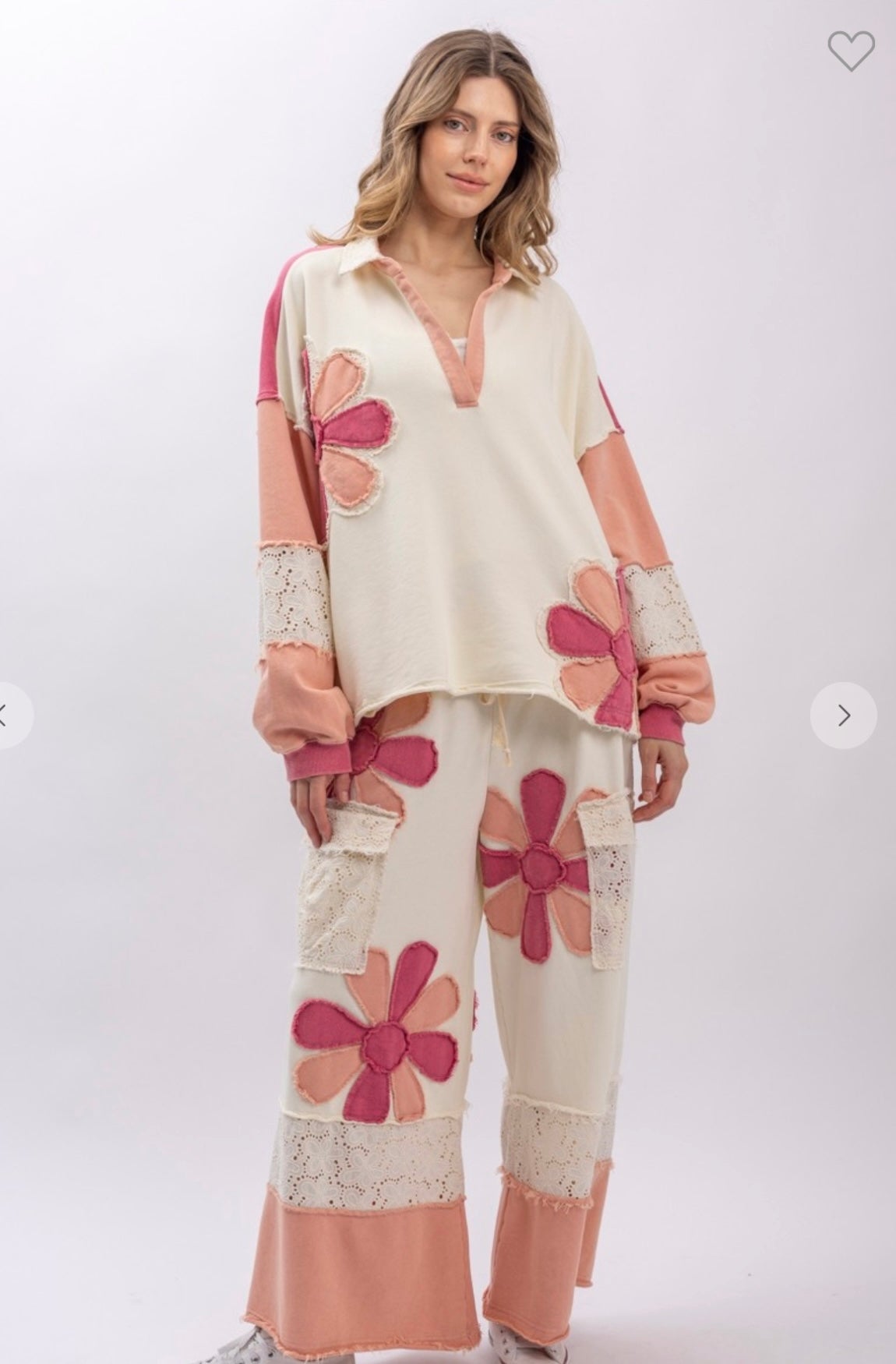 Blue velvet flower patch knit set