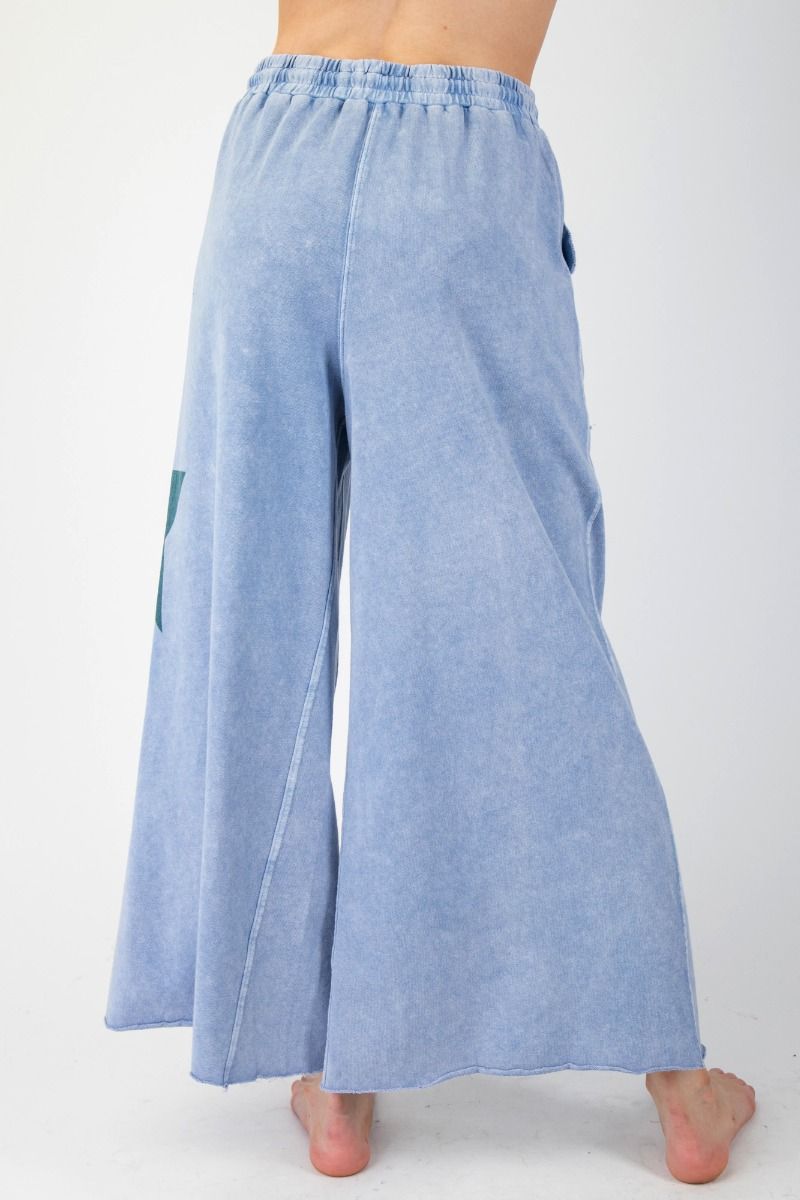 Easel Star patchwork wide leg mineral wash pants