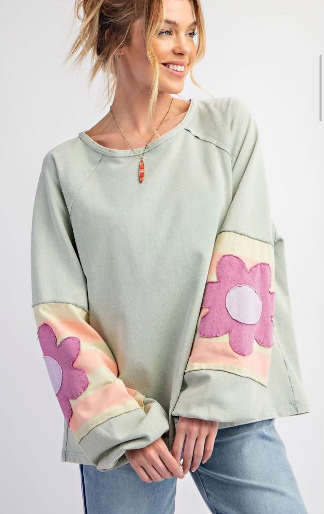 Easel flower patchwork sweatshirts