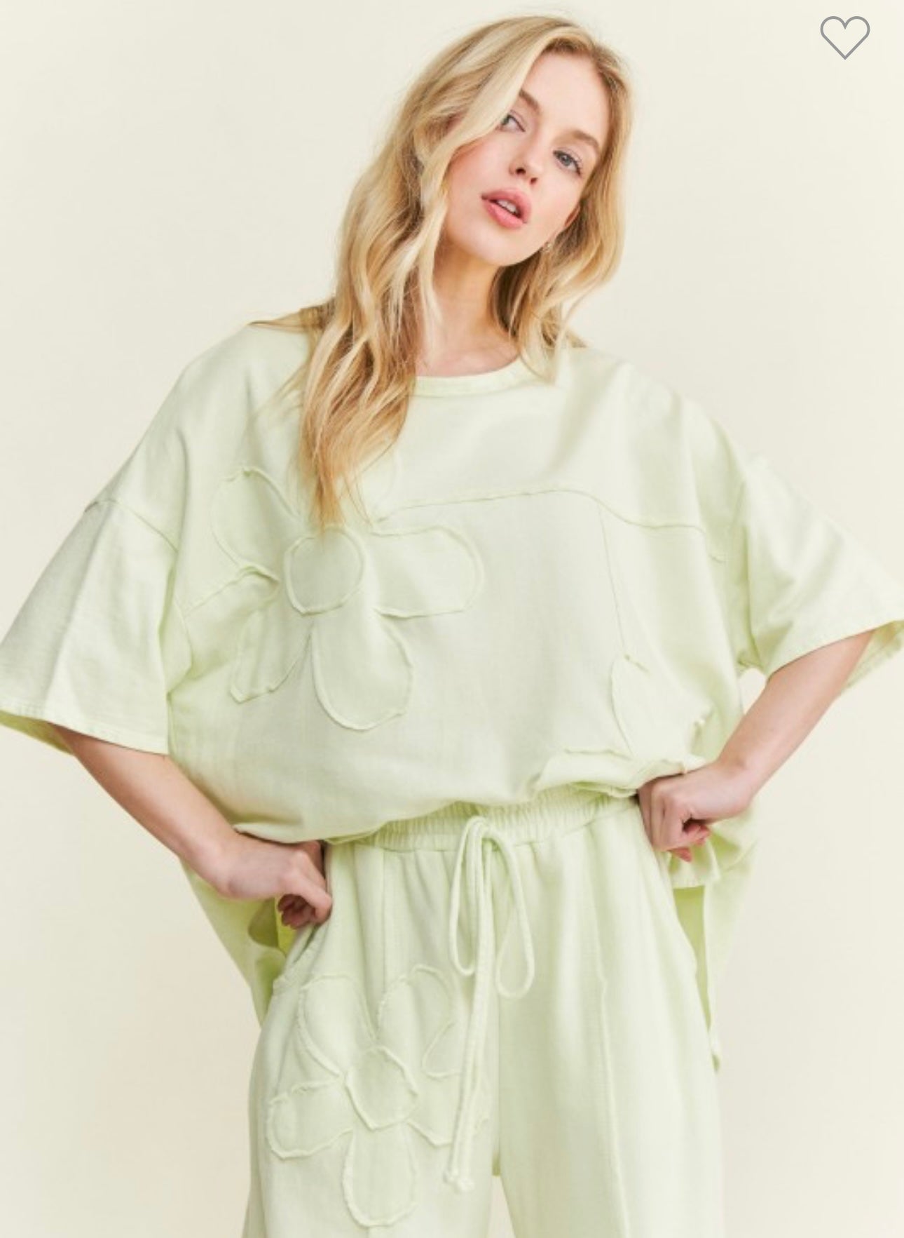 J Her lime terry knit patch set