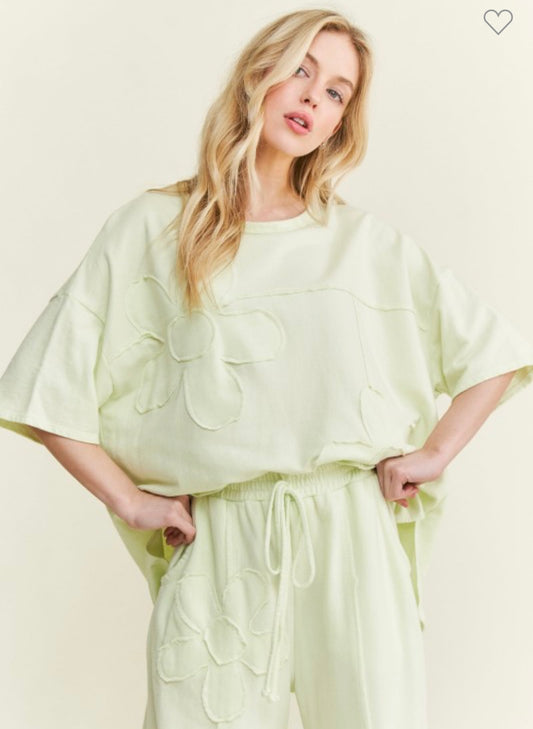 J Her lime terry knit patch set