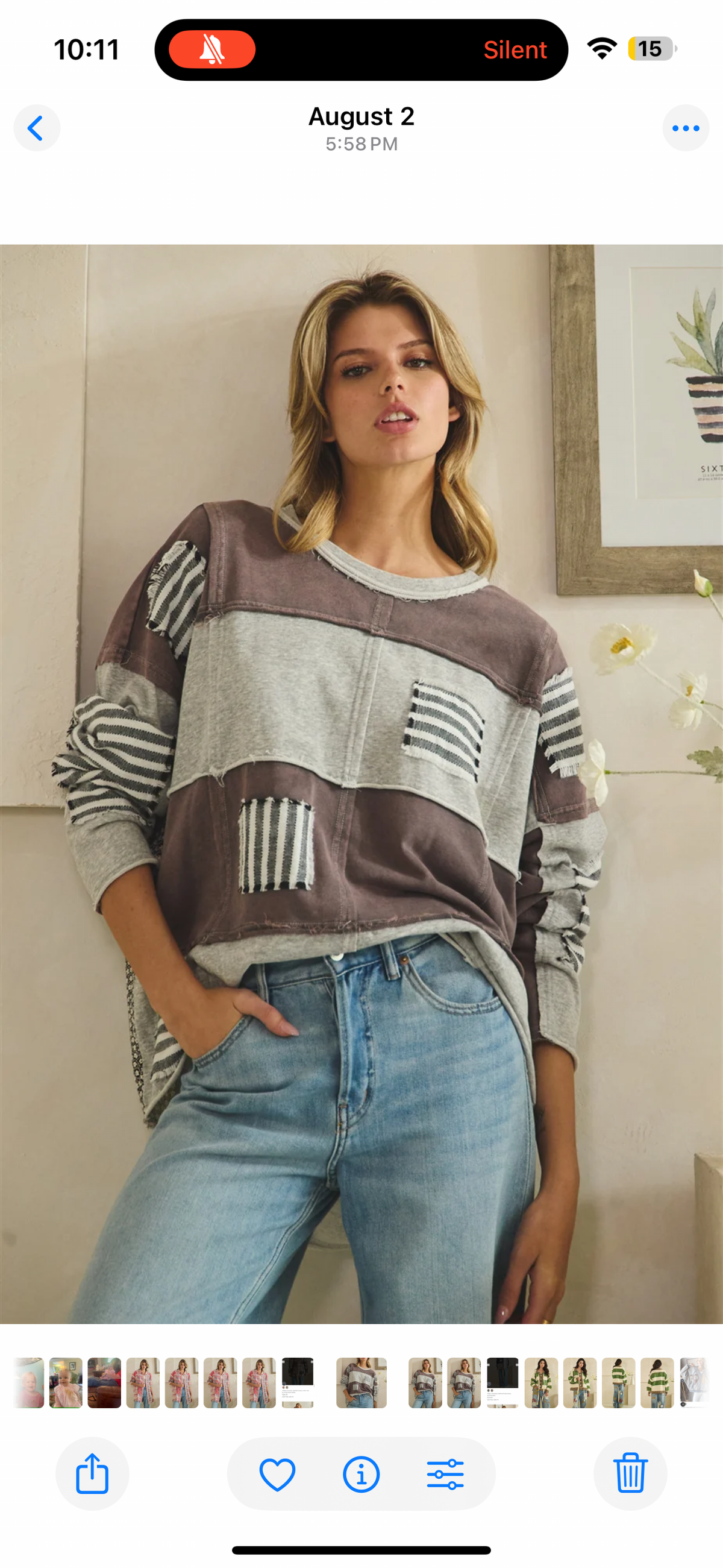 OLI AND HALI WAHSED STRIPE PATCHED DETAIL SWEATSHIRT