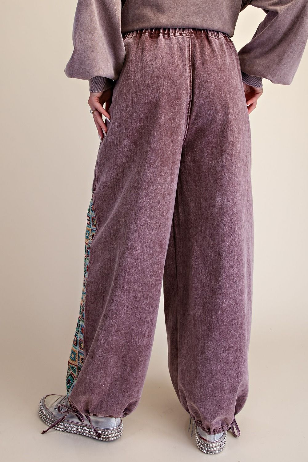 EASEL JACQUARD PRINT MIX WASHED TWILL PANTS