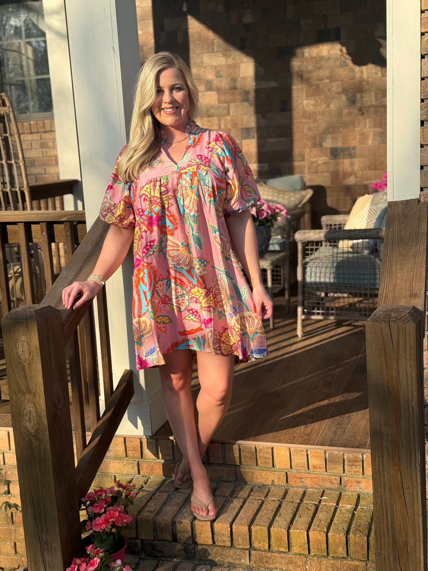 Umgee pink mix floral dress