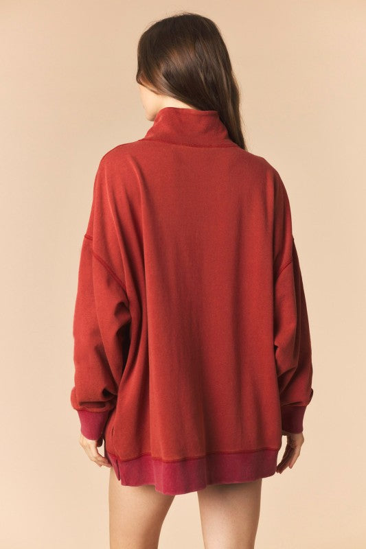 Alabama Crimson garment dyed mock neck sweatshirt peach love