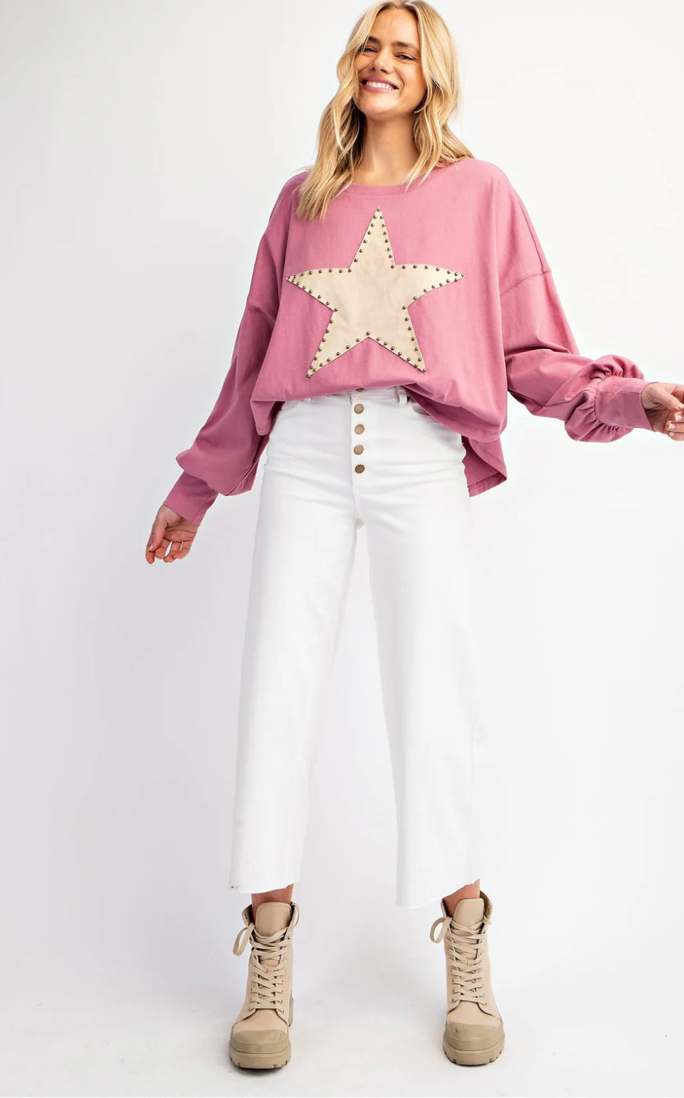 Easel berry suede Star top