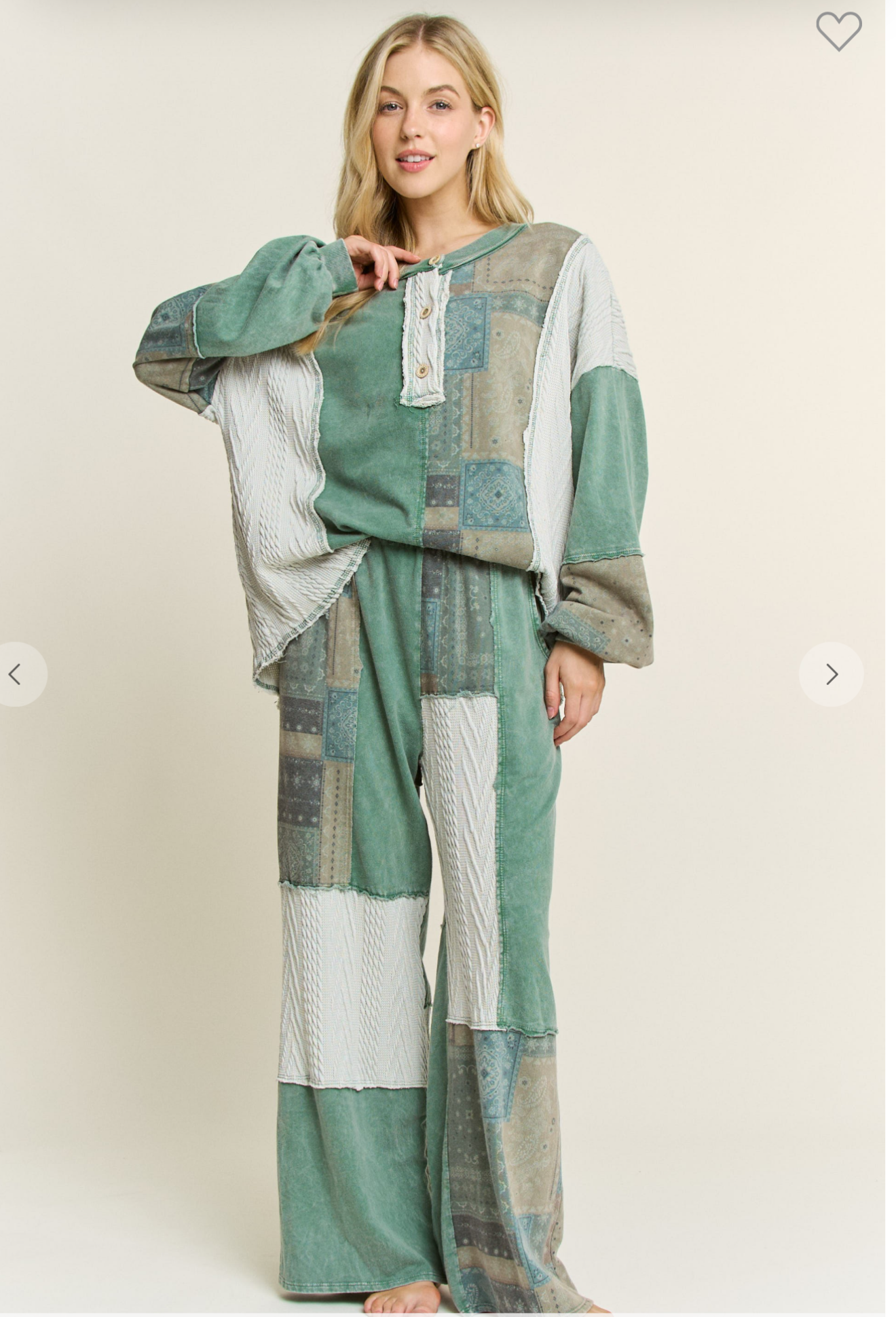 J her sage knit patchwork set