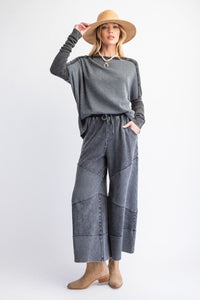 Easel wide leg mineral wash textured pants