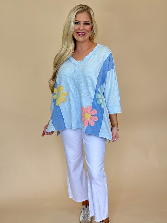 Easel patchwork pullover tops