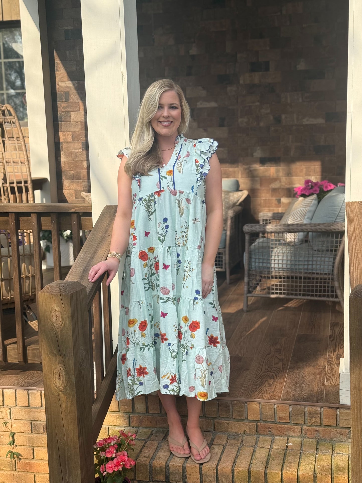 Umgee Mint floral midi dress