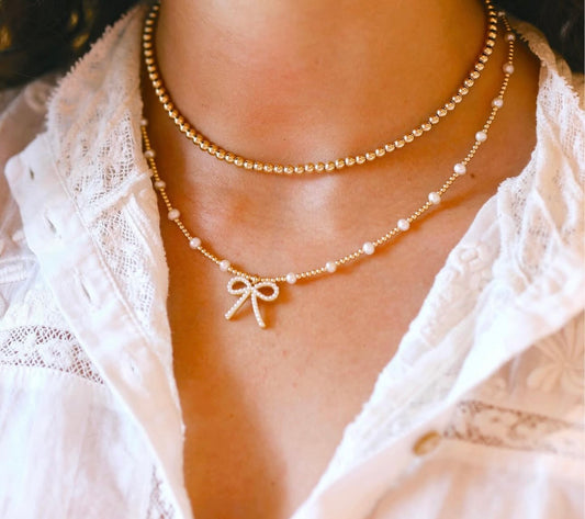 Bara Boheme 14k gold pearl bead charm necklace