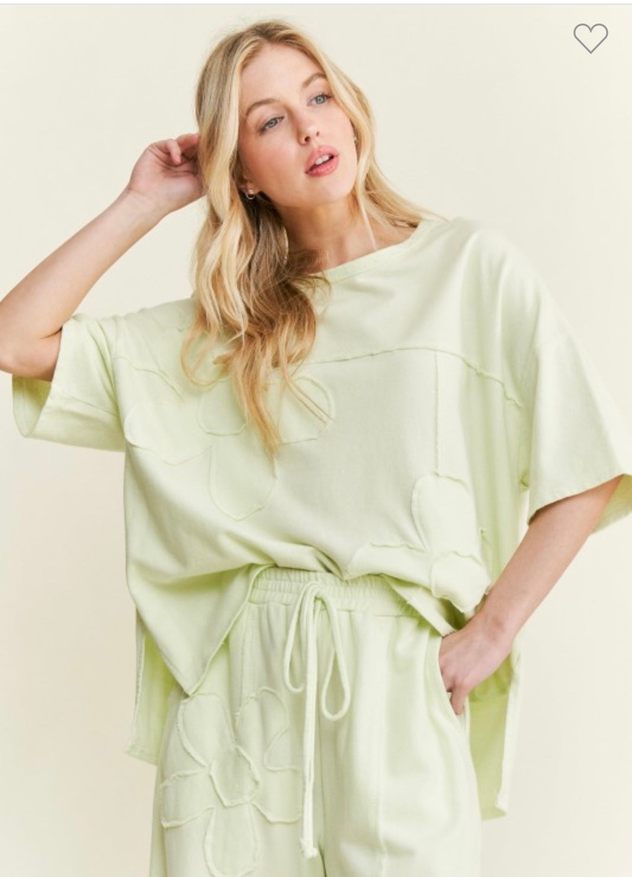 J Her lime terry knit patch set