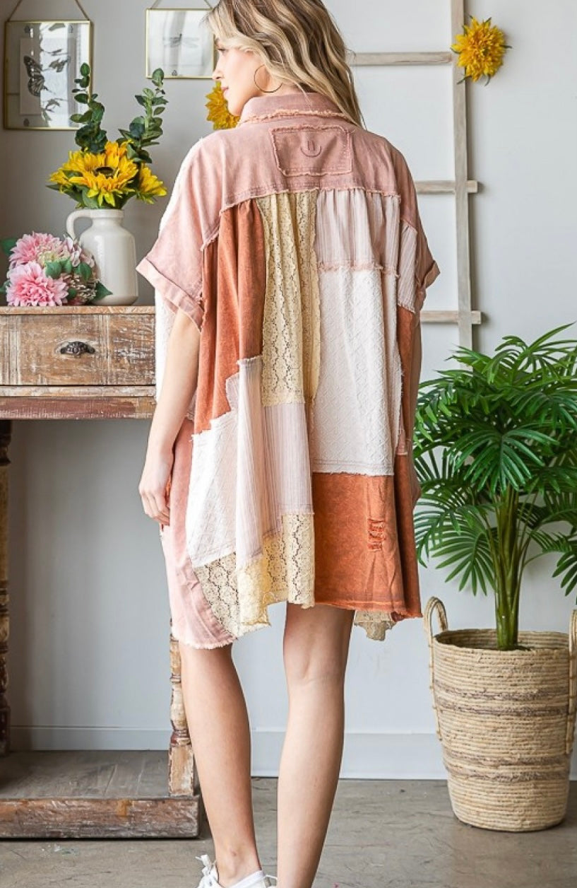 Oli and Hali fabric mixed button down dresses