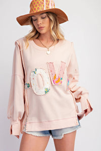 Easel Oversized Love patchwork pullovers