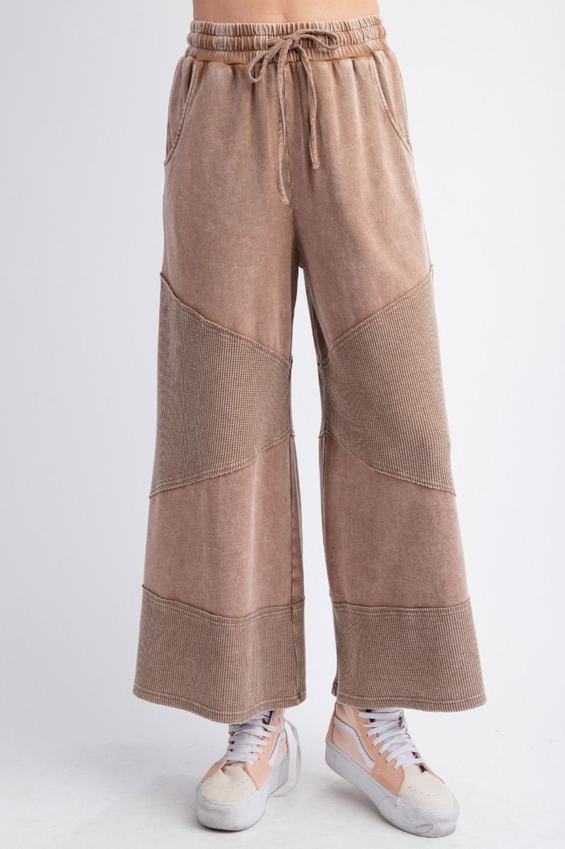 Easel wide leg mineral wash textured pants