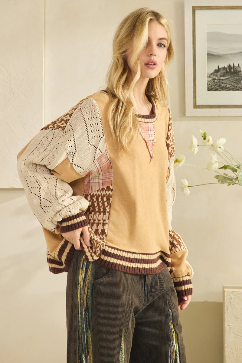 Oli and Hali sweater mix fabric sweatshirt