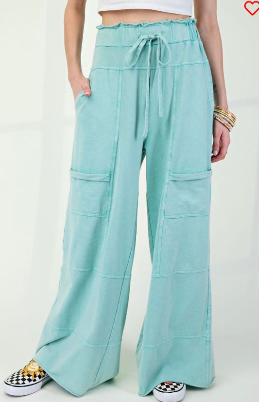 Easel mineral wash knit drawstring pants