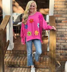 Bibi oversized crochet daisy sweatshirt