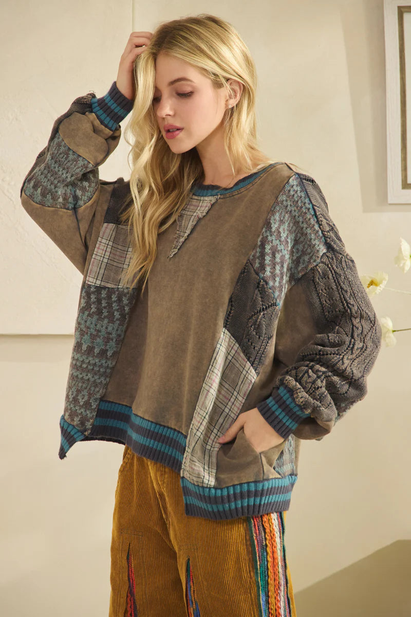 Oli and Hali sweater mix fabric sweatshirt