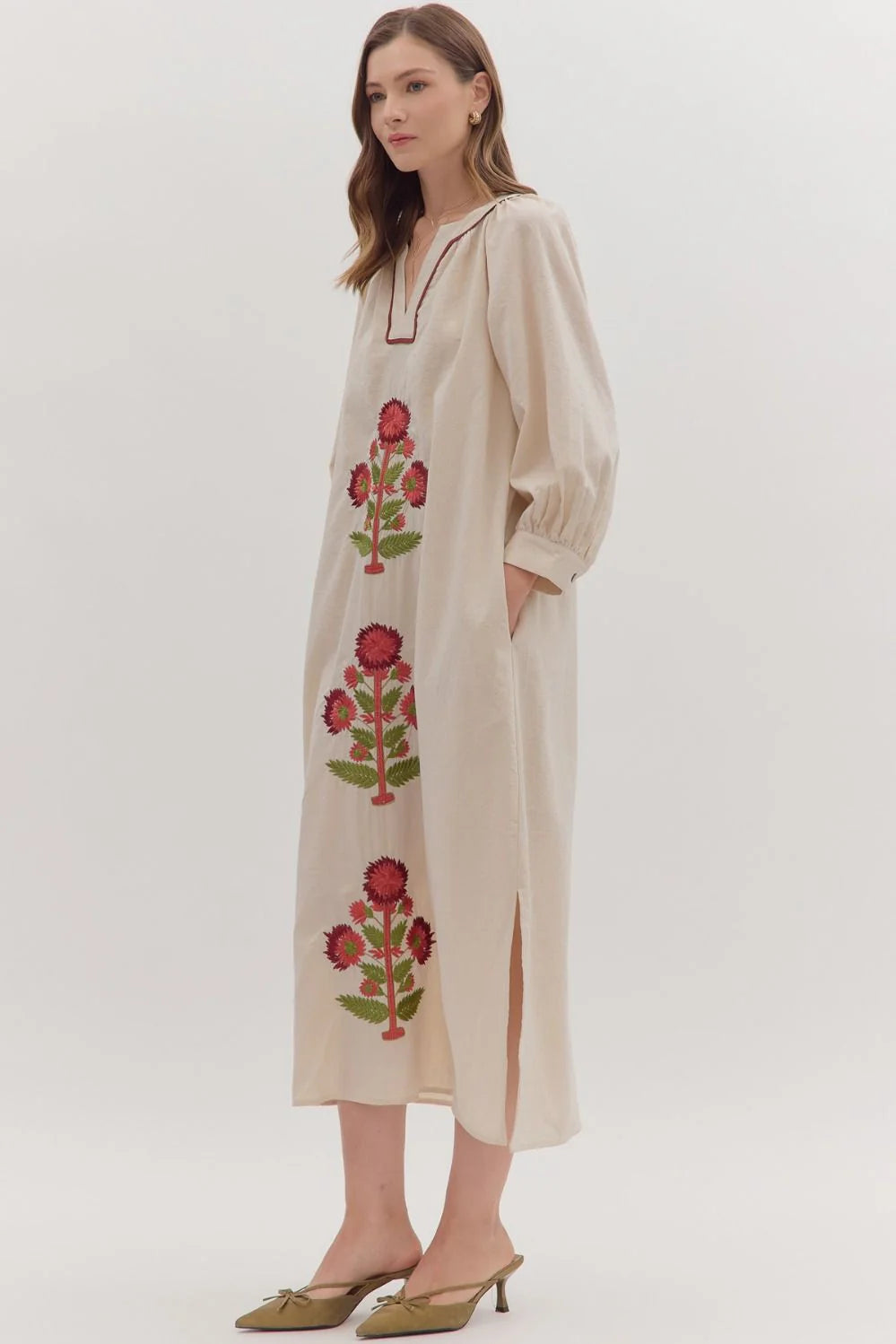 Entro embroidered midi dress
