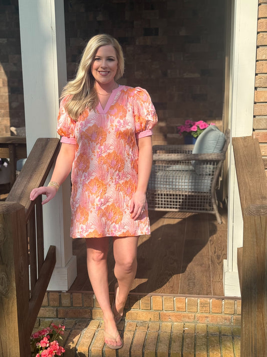 Jodifl coral jacquard dress