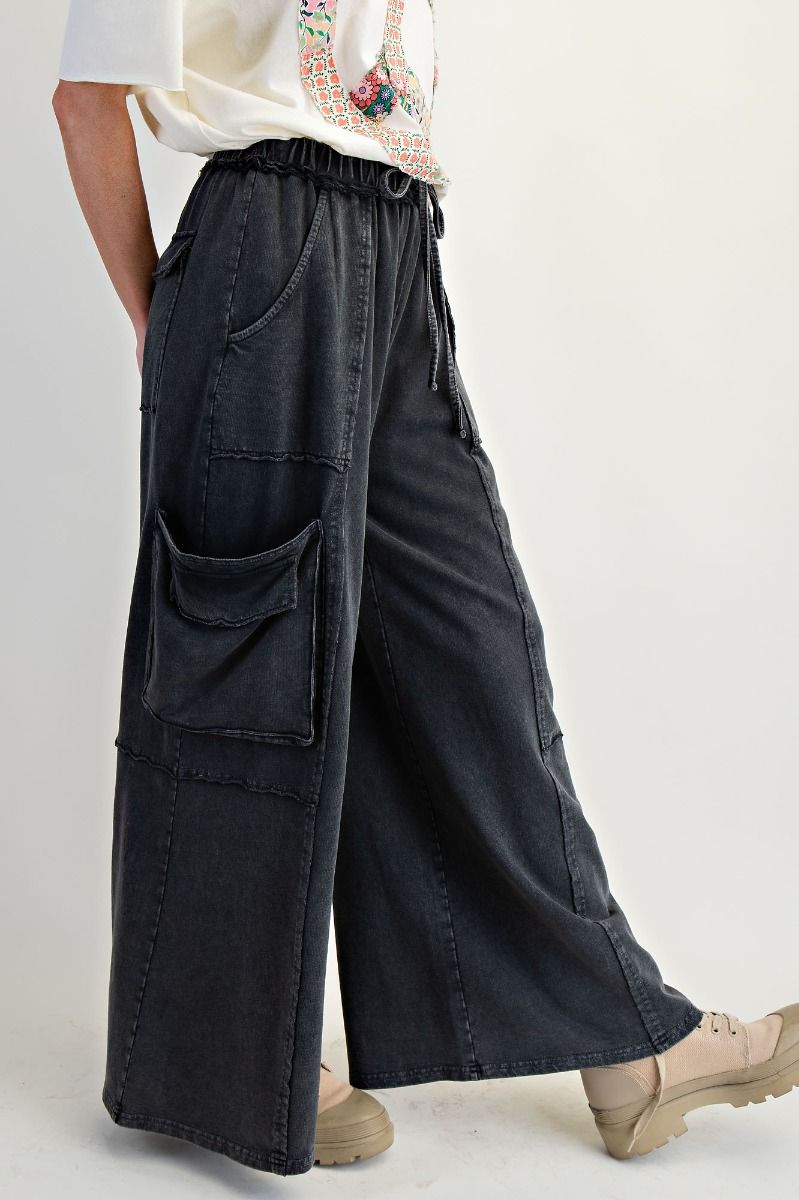 Easel MINERAL WASHED TERRY KNIT PANTS
