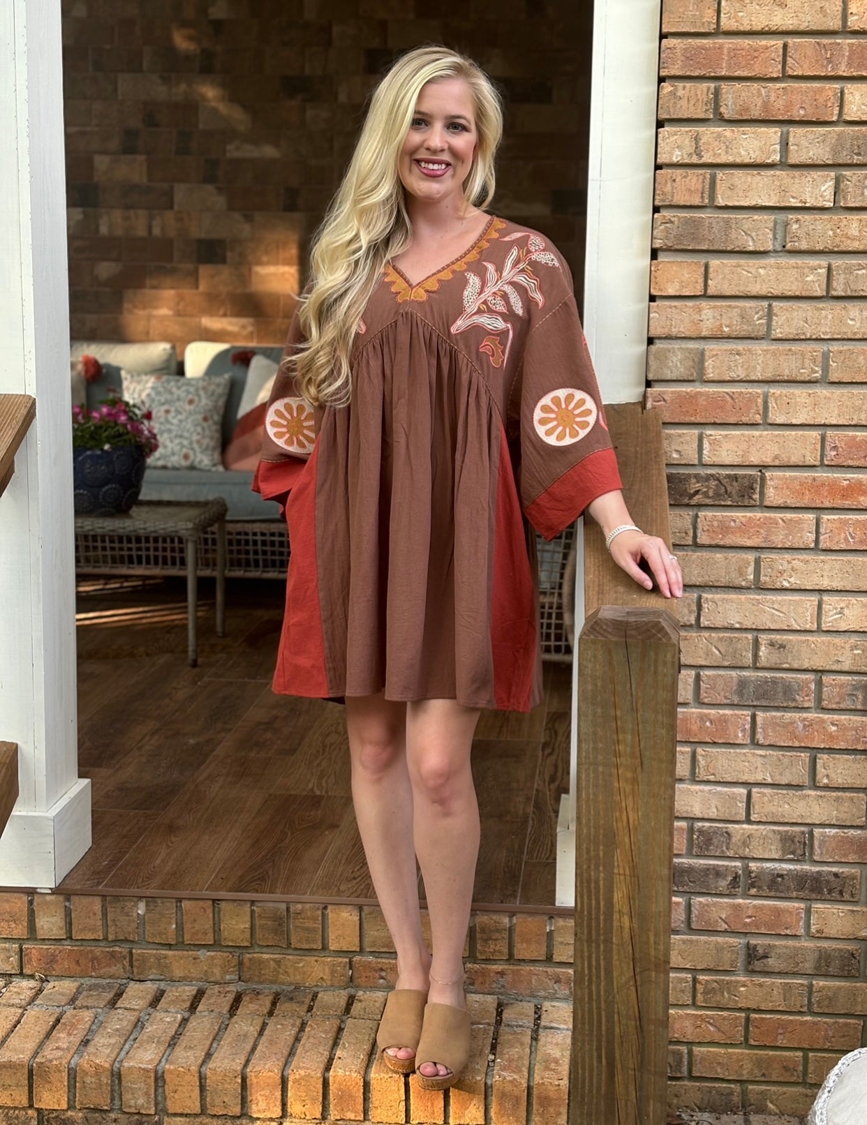 Easel embroidered tunic dress