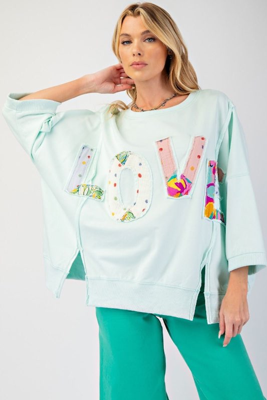 Easel patchwork love sweatshirts