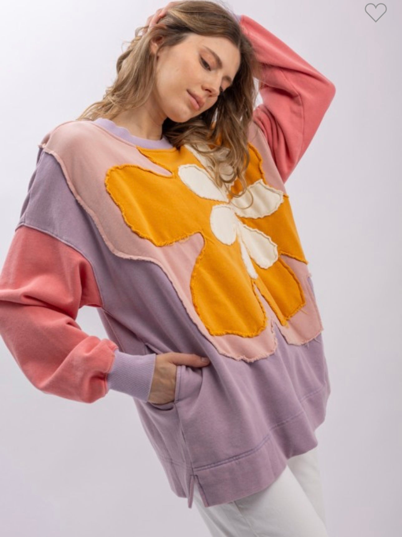 Blue velvet Oversized flower patch sweatshirt