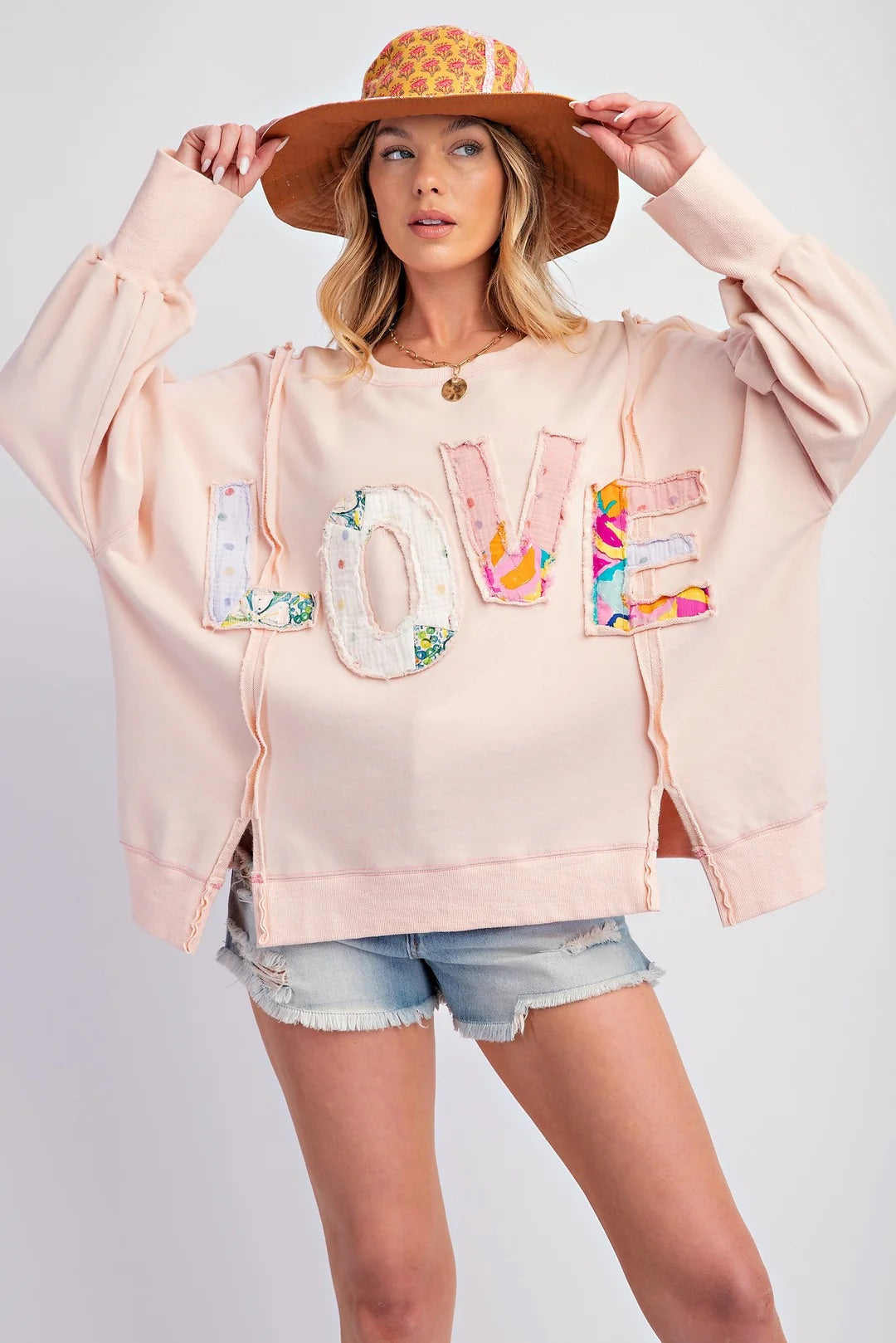 Easel Oversized Love patchwork pullovers