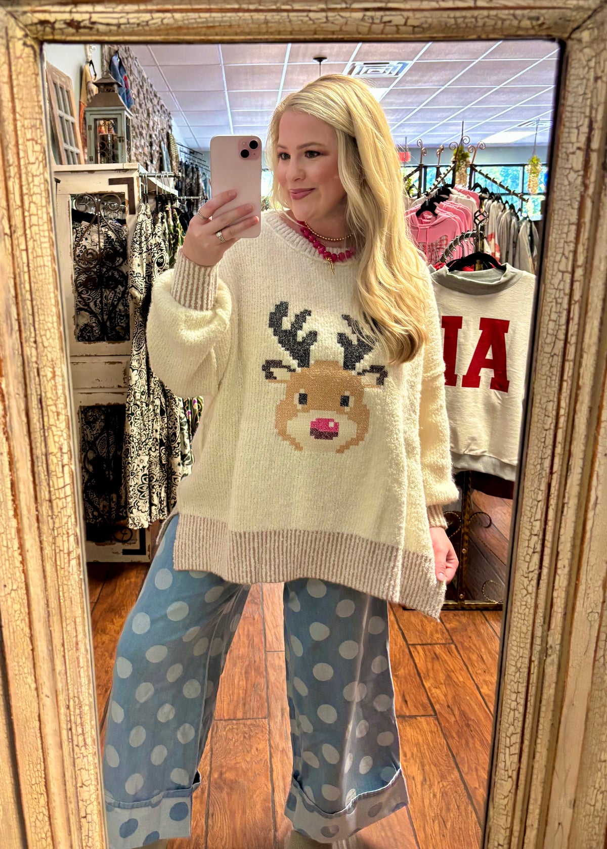 Rosy the reindeer oversized sweater