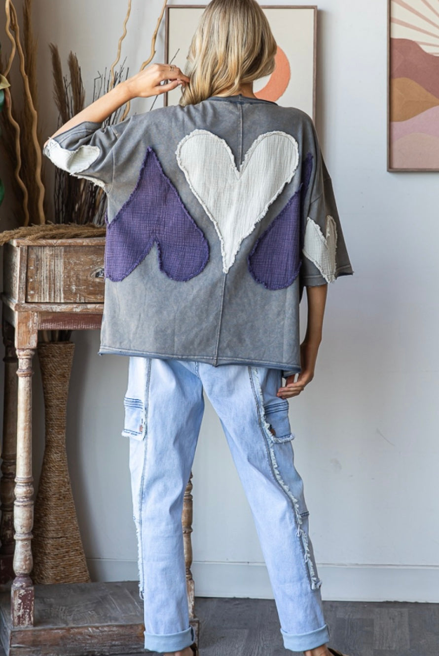 Oli and Hali patchwork heart tops