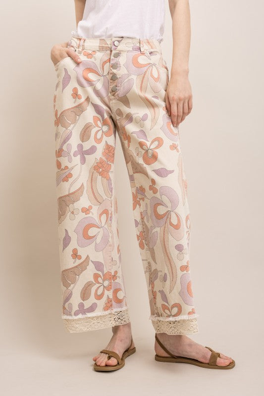 Blue velvet boho cuff pants
