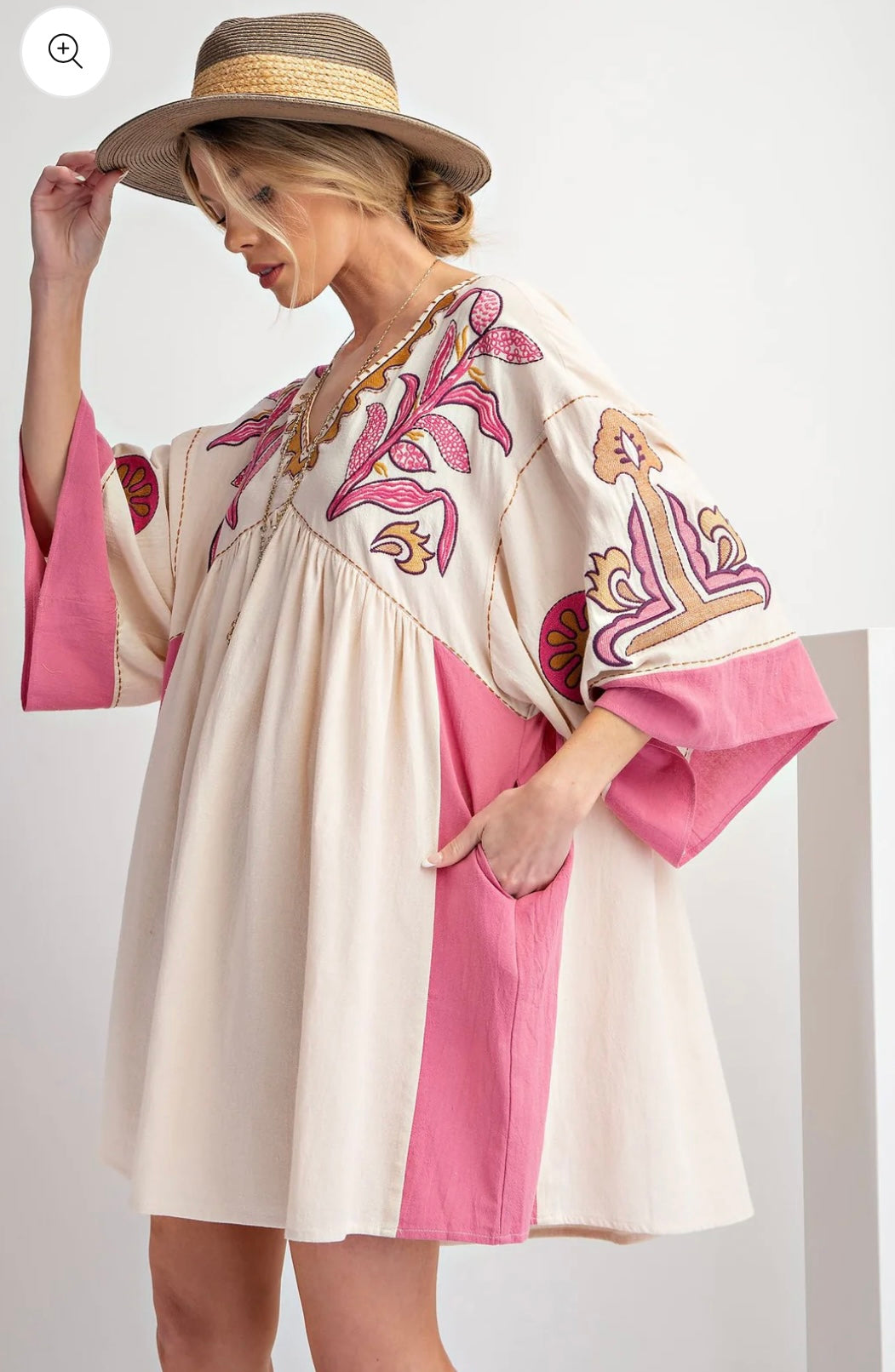 Easel embroidered tunic dress