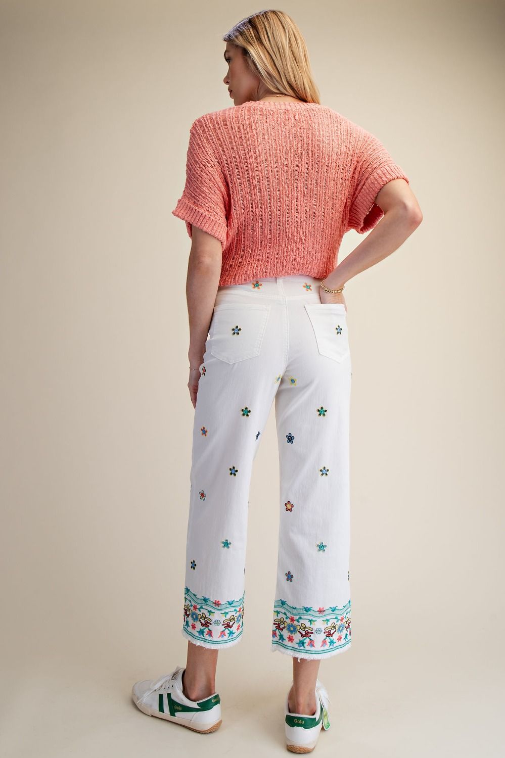 Easel embroidered denim pants